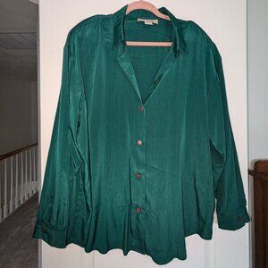 Susan Graver liquid knit woven blouse